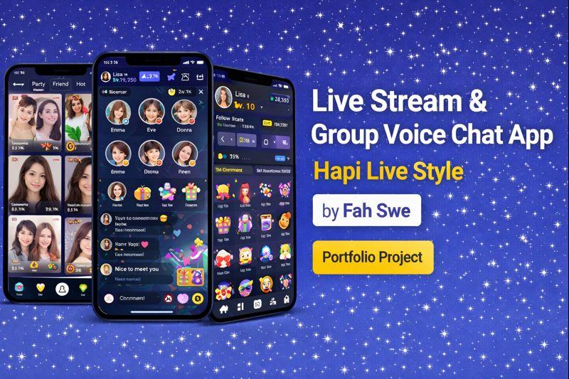 Live Stream & Group Voice Chat App | Hapi Live Style by Fah Swe