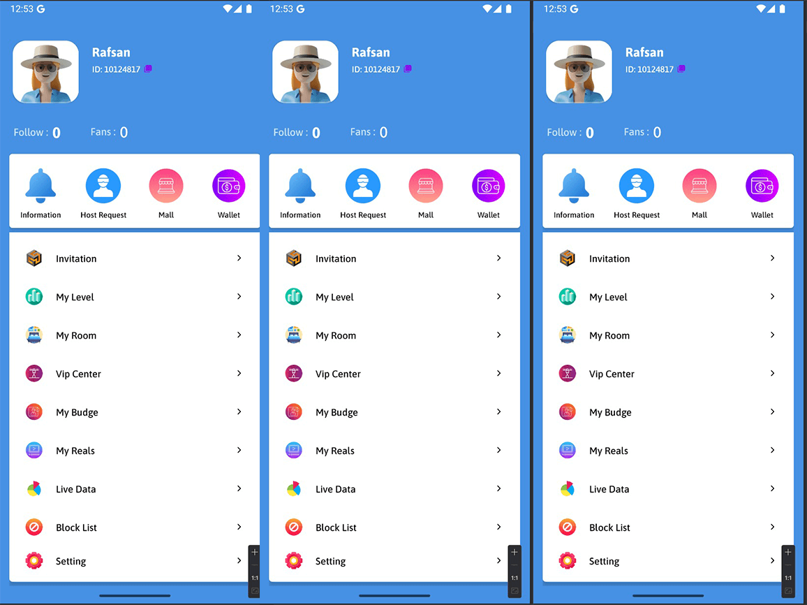 Profile ui design and development